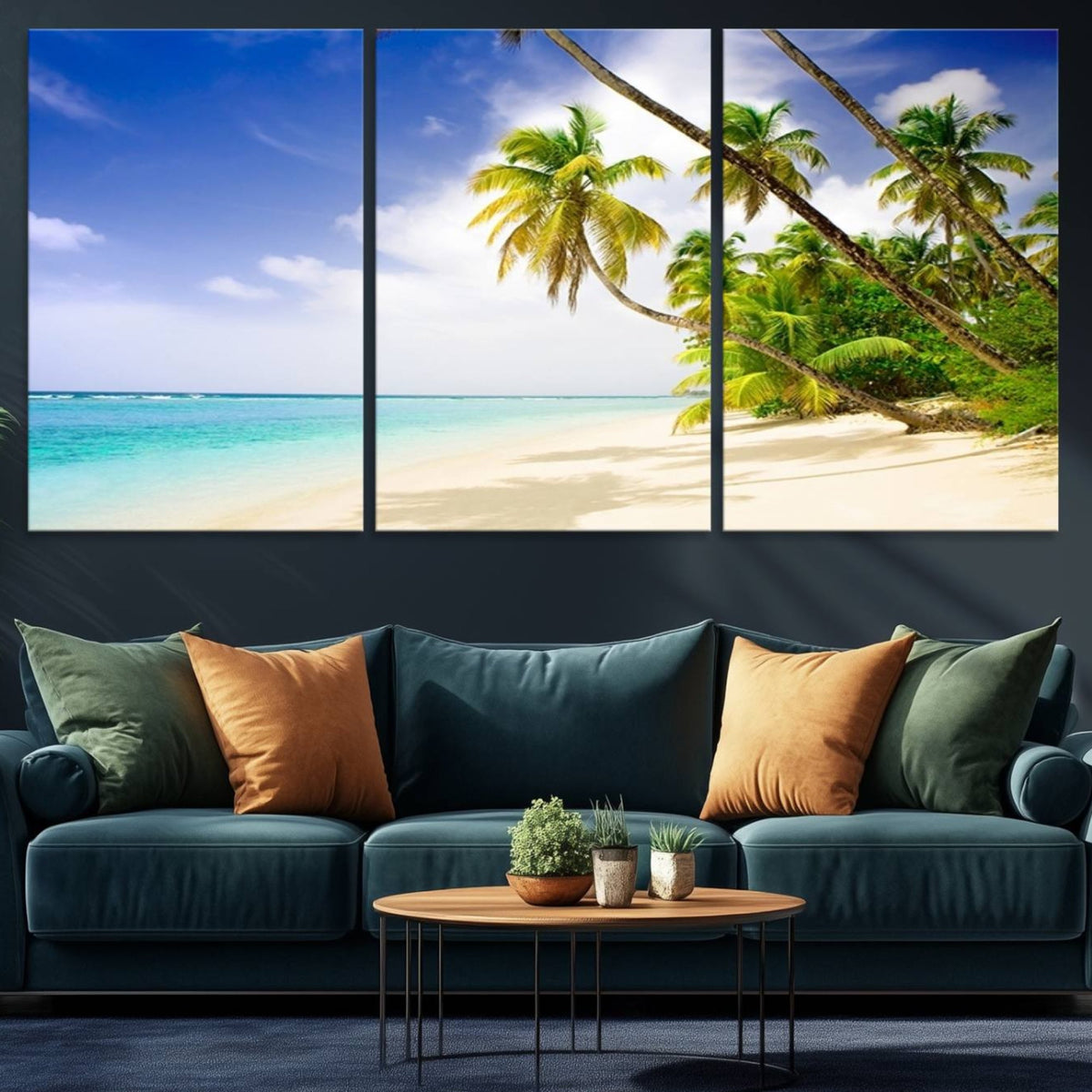 Tropical Beach Canvas Wall Art Print – Palm Trees and White