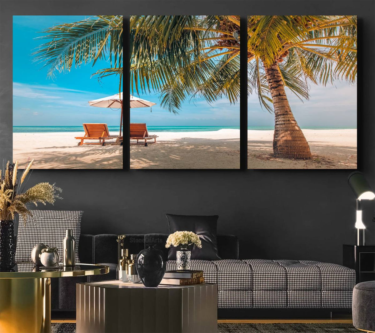 Tropical Beach Wall Art | 3-Panel Large Canvas Print with