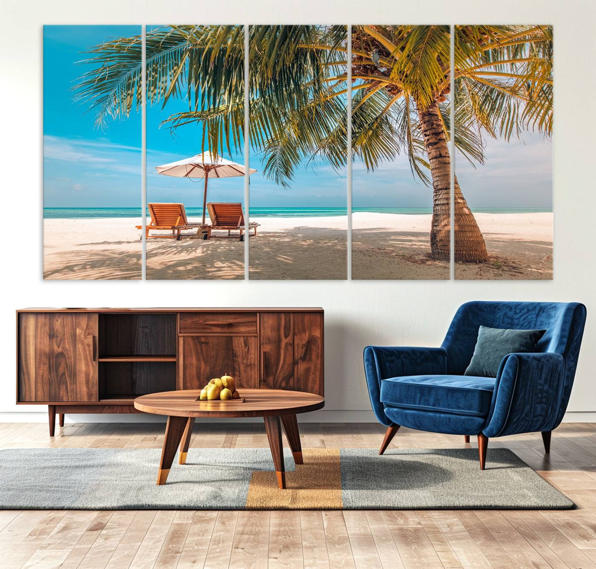 Tropical Beach Wall Art | 3-Panel Large Canvas Print with