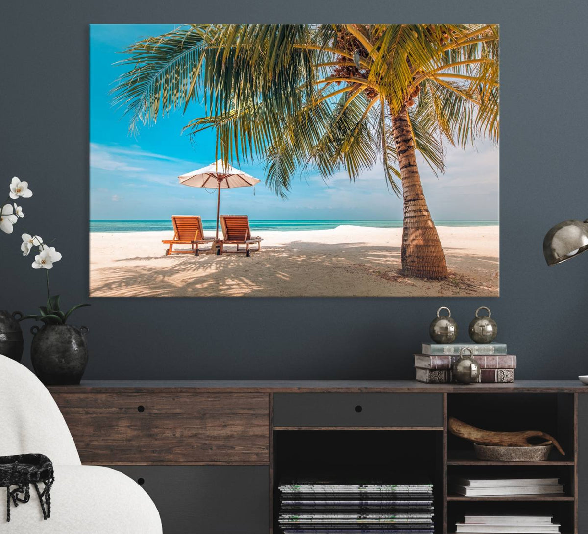 Tropical Beach Wall Art | 3-Panel Large Canvas Print with