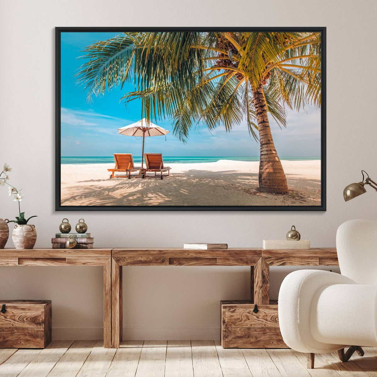 Tropical Beach Wall Art | 3-Panel Large Canvas Print with