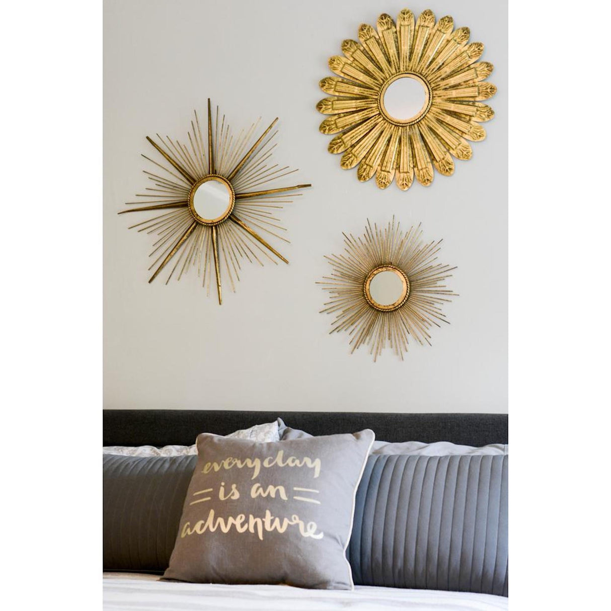 Sunburst Metal Wall Mirror Set of 3