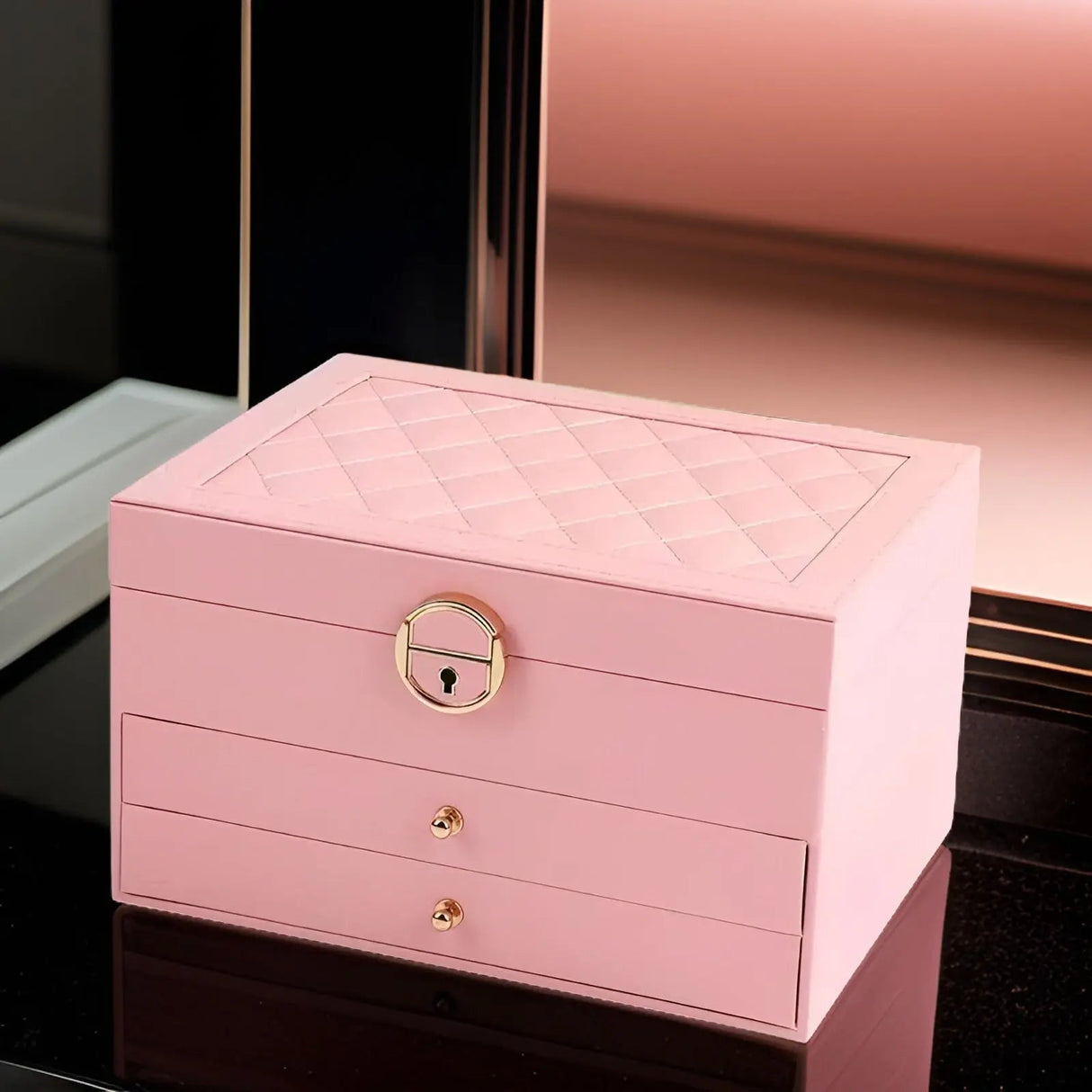 PU Leather Jewelry Box Organizer Multi Layer Jewelry Storage Case with Compartments