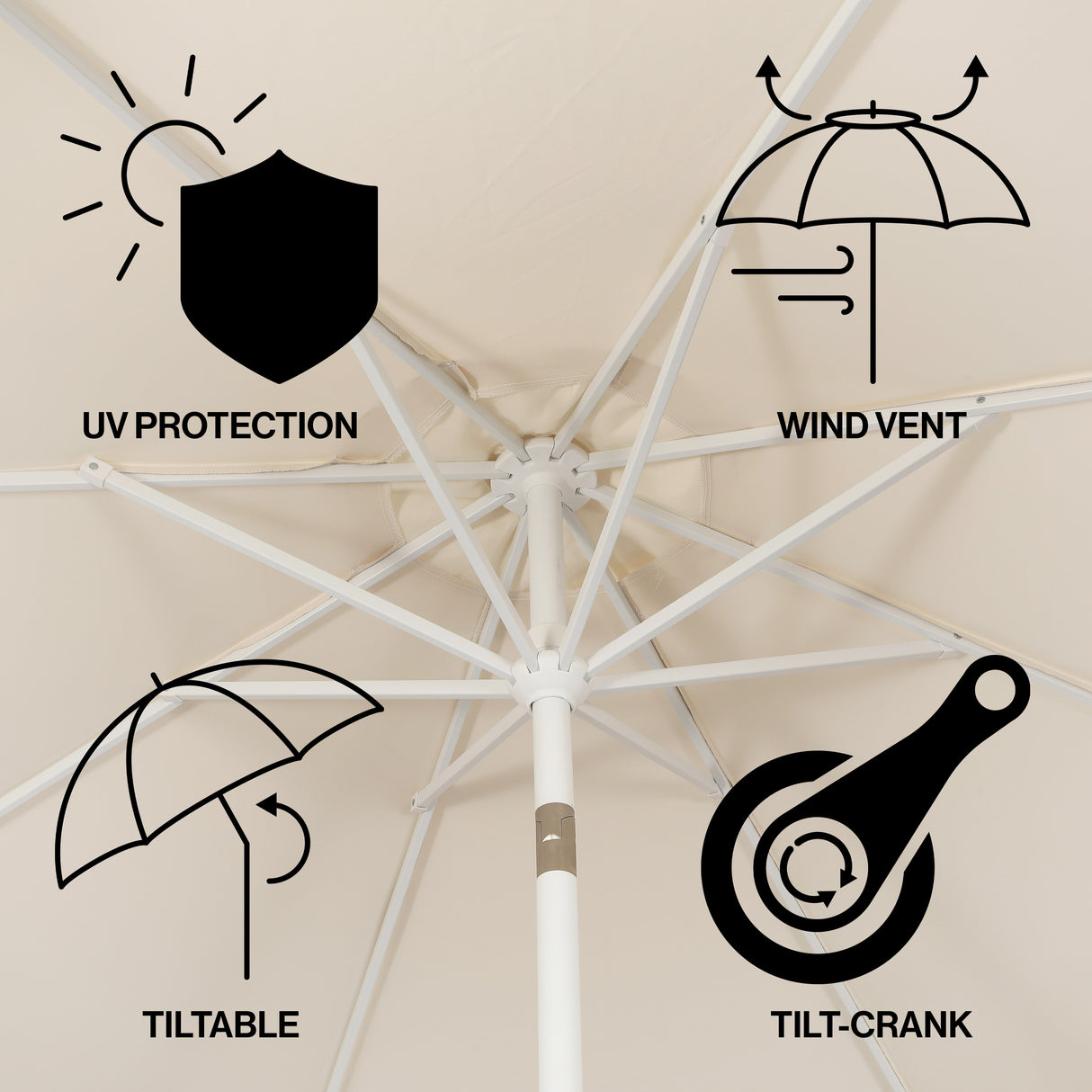 Tracy classic midcentury scalloped fringe market patio umbrella with auto-tilt