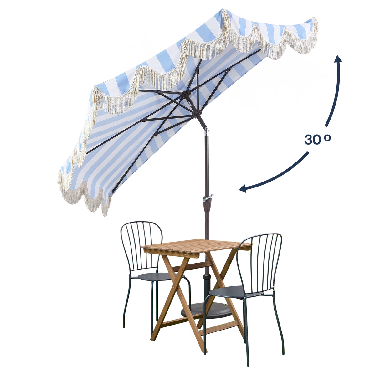 Beverly designer classic scalloped fringe half market patio umbrella with crank