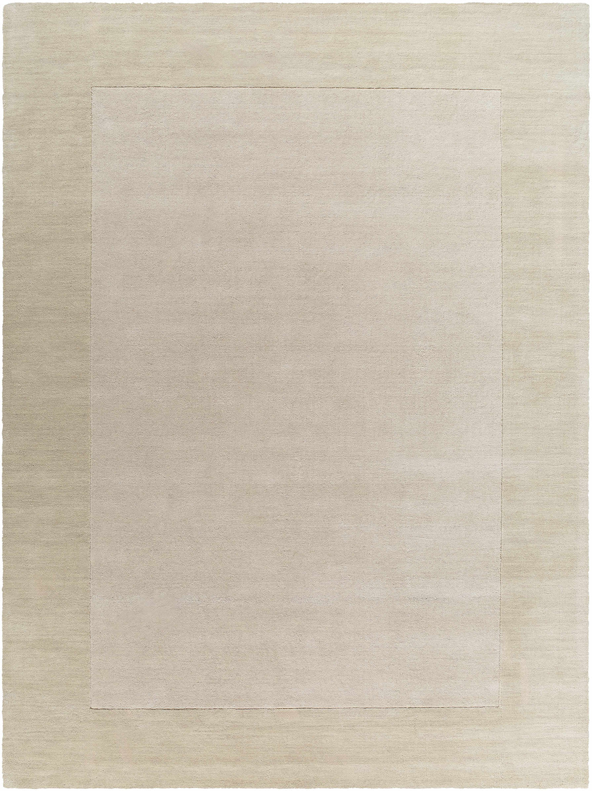 Bordered Solid Wheat Cream Wool Rug
