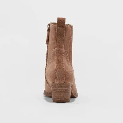 Universal Thread Women's Faux Leather Ankle Western Boots Heel Memory Foam