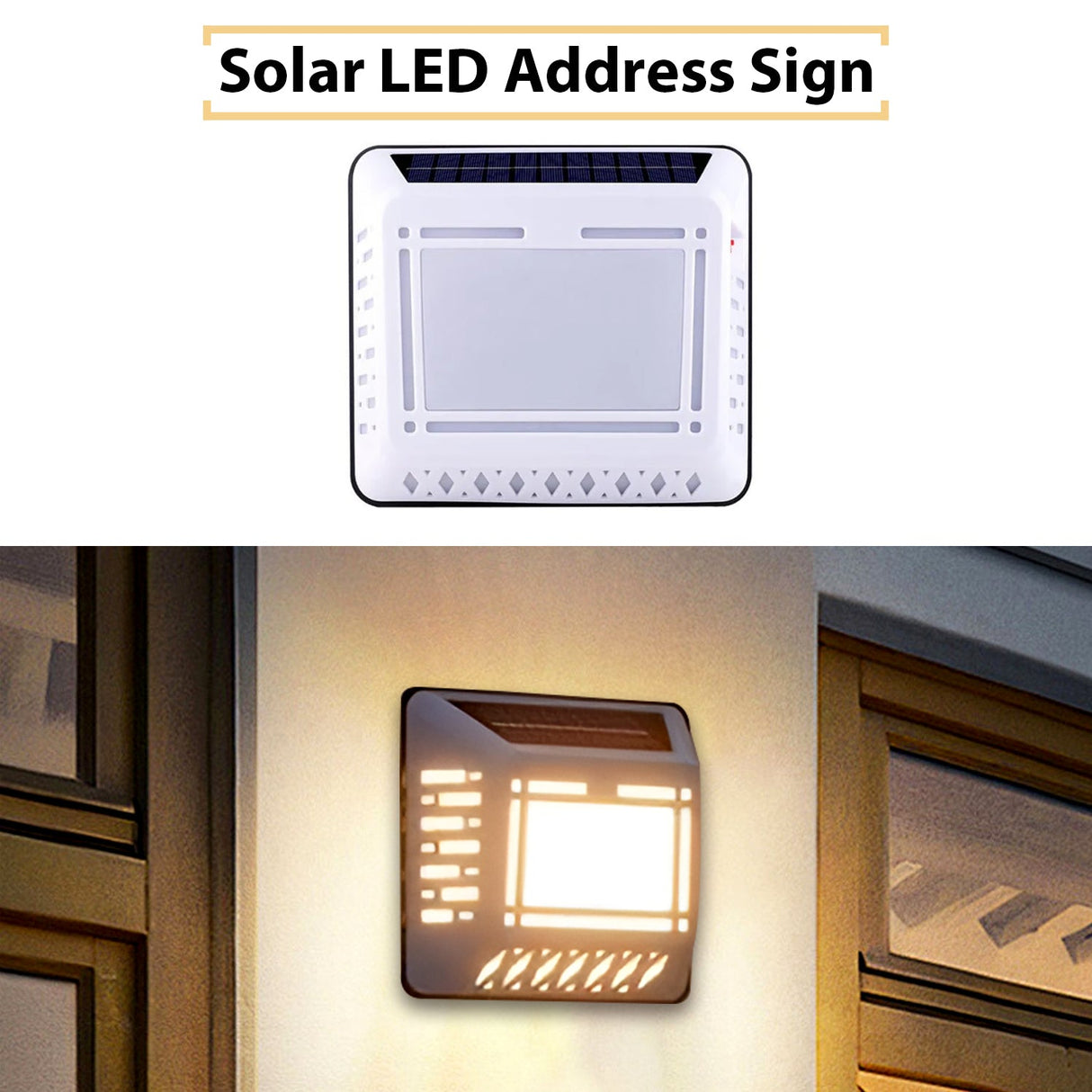 Solar LED Address Sign – Waterproof House Number Plaque, Customizable Numbers & Letters, Auto Dusk-to-Dawn Light, 8.1 x 6.9 Inches