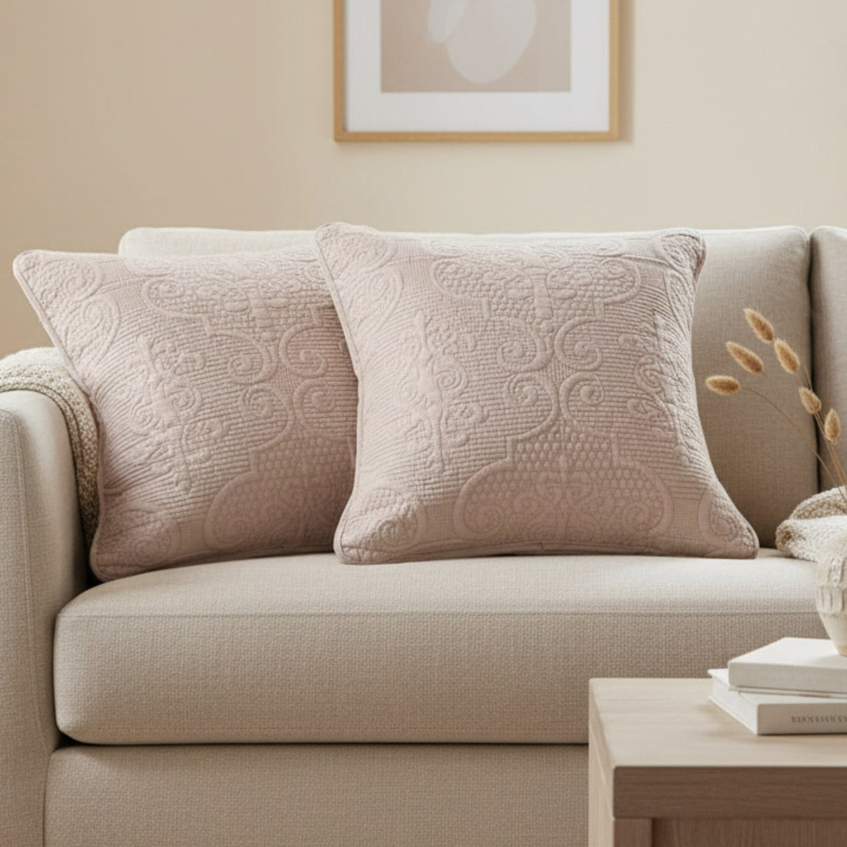 DaDa Bedding Set of 2-Pieces Sandy Beige Taupe Square Cushion Throw Pillow Covers, 18" x 18" (JHW-585)
