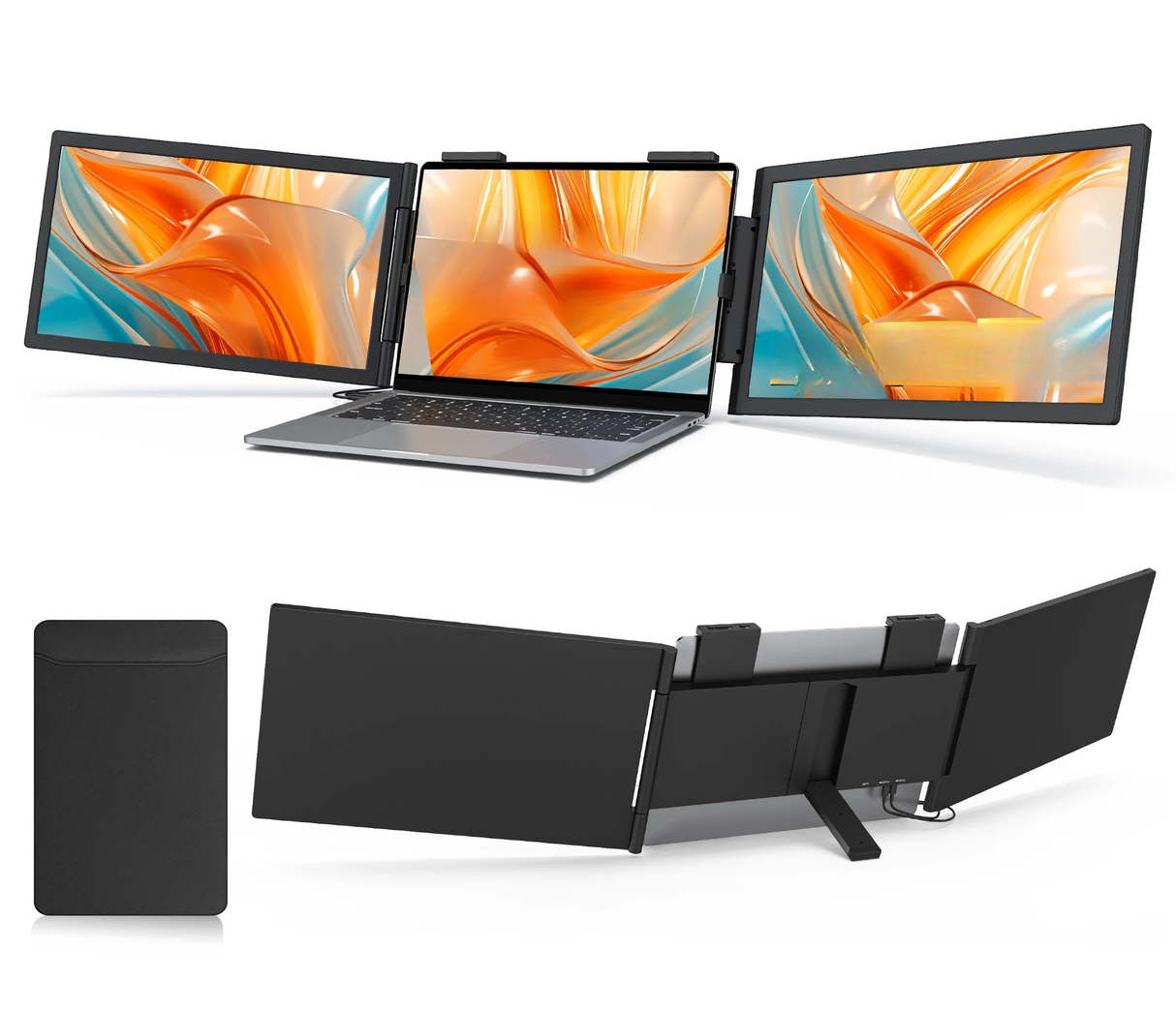 14" Dual Laptop Monitor Amoudo FHD IPS USB-C Portable Triple Screen Windows Mac Xbox