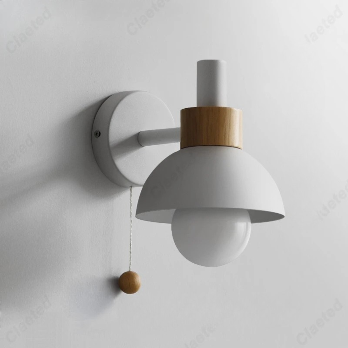 Minimalist LED Wall Lamp E27 Zipper Switch Bedside Light for Bedroom