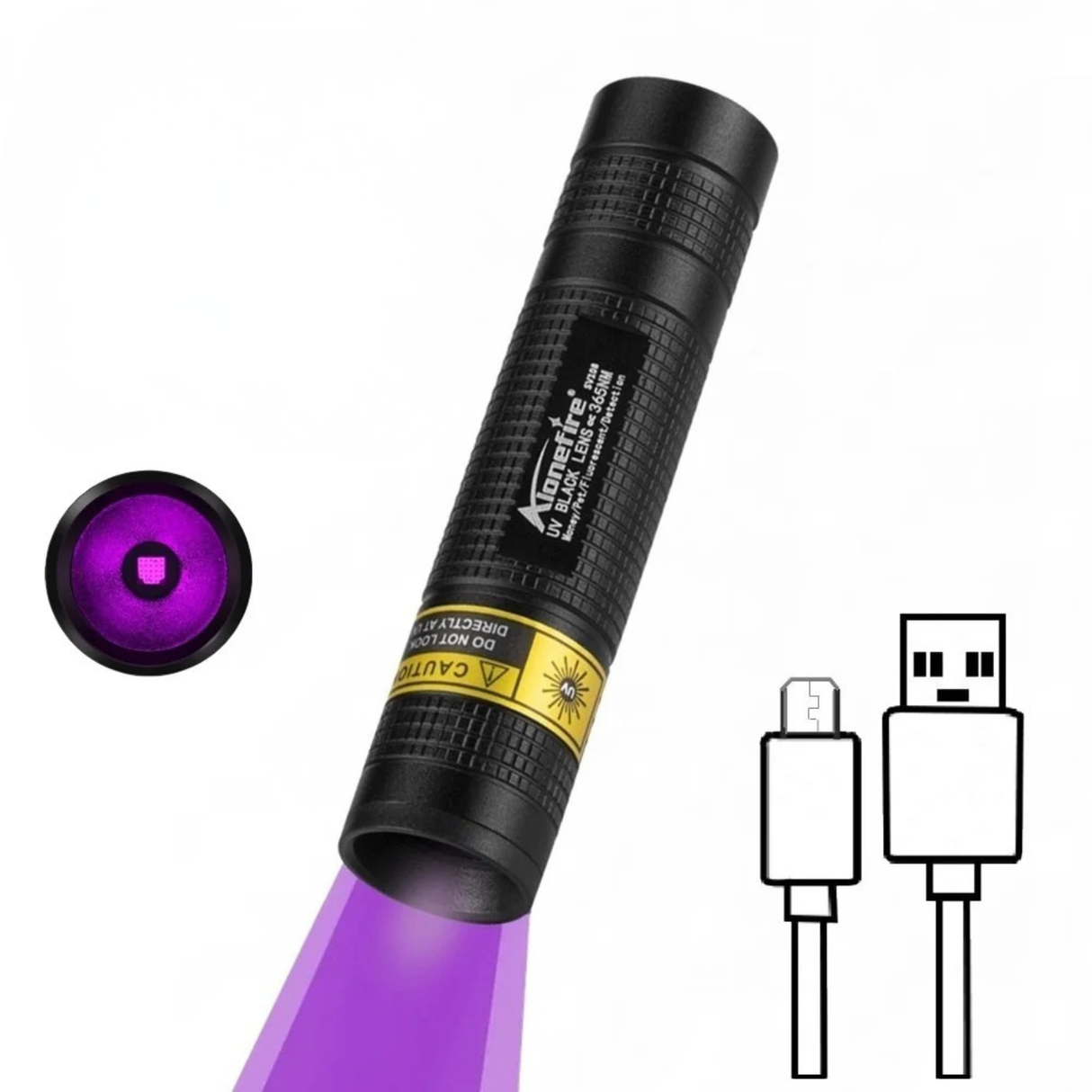 365nm-UV-Flashlight-USB-Rechargeable-Mini-Blacklight-Pet-Stain-Detection-Handheld-Torches