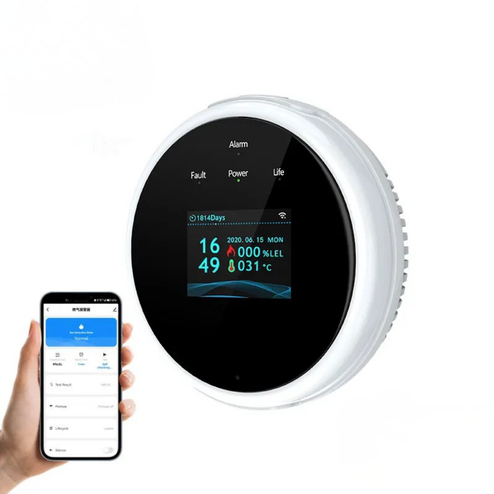 Tuya WiFi Gas Detector Smart Home Natural Gas Alarm LCD Display Combustible Sensor
