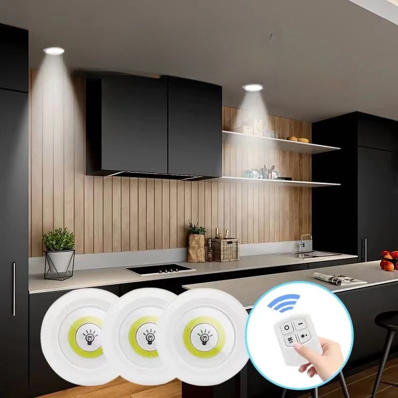 Dimmable LED Under Cabinet Light Remote Battery Operated Closet Night Lamp