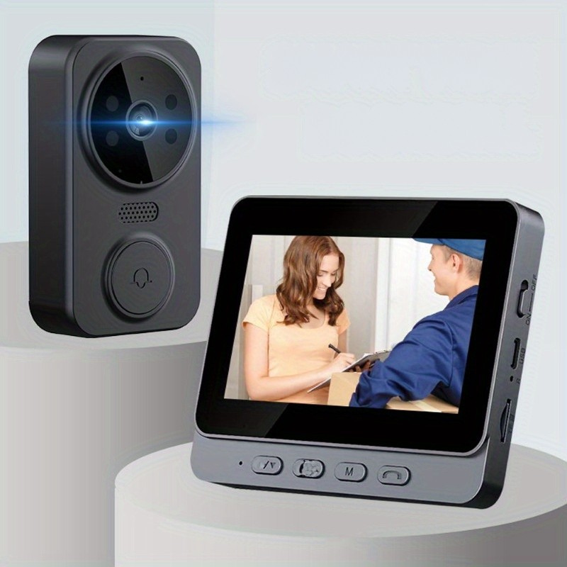 Wireless Video Doorbell with 4.3 Screen, HD Camera, Two-Way Audio & Night Vision
