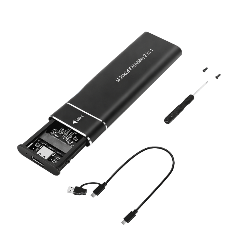 M.2 NVMe SATA SSD Enclosure USB 3.1 Type C Dual Protocol External Case
