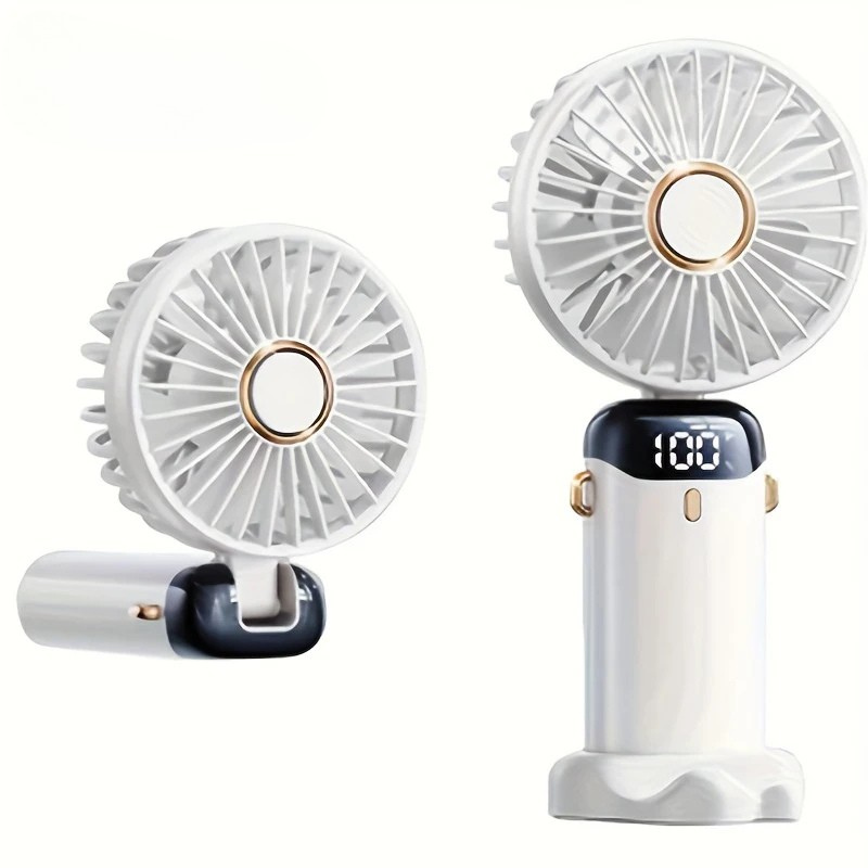 Portable Mini Fan USB Rechargeable 6-Speed Foldable LED Desk Fan