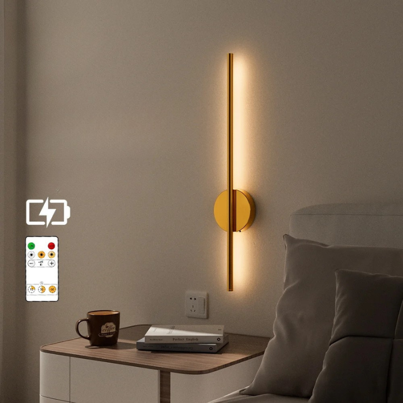 Wireless LED Wall Sconces 2 Pack USB Rechargeable Battery Gold Indoor Light