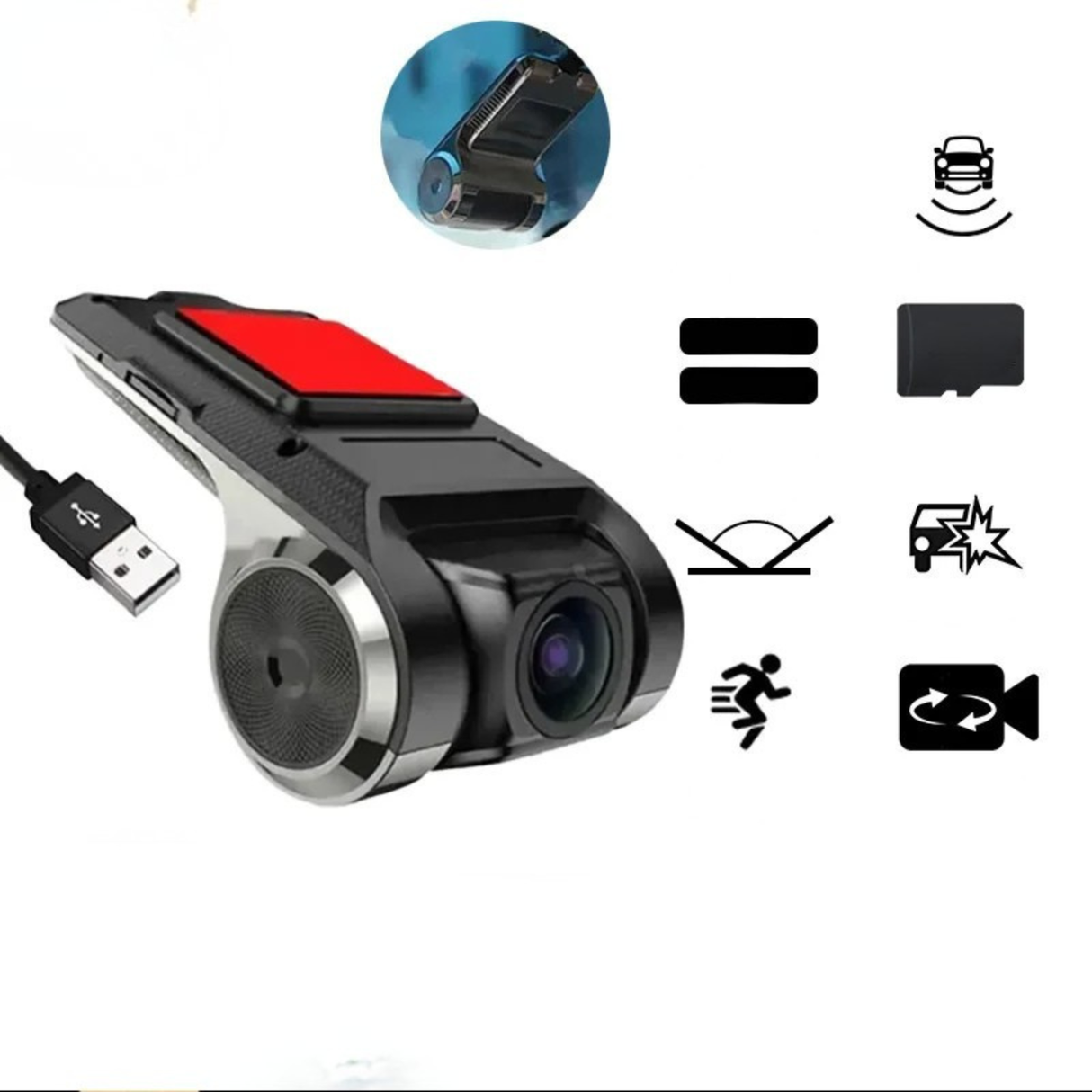 USB Car DVR Dash Cam with ADAS Driving Assistance for Android Navigation