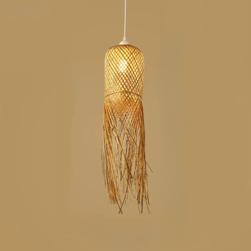 Bamboo Woven Pendant Light Handwoven Chandelier E27 Restaurant Home Decor