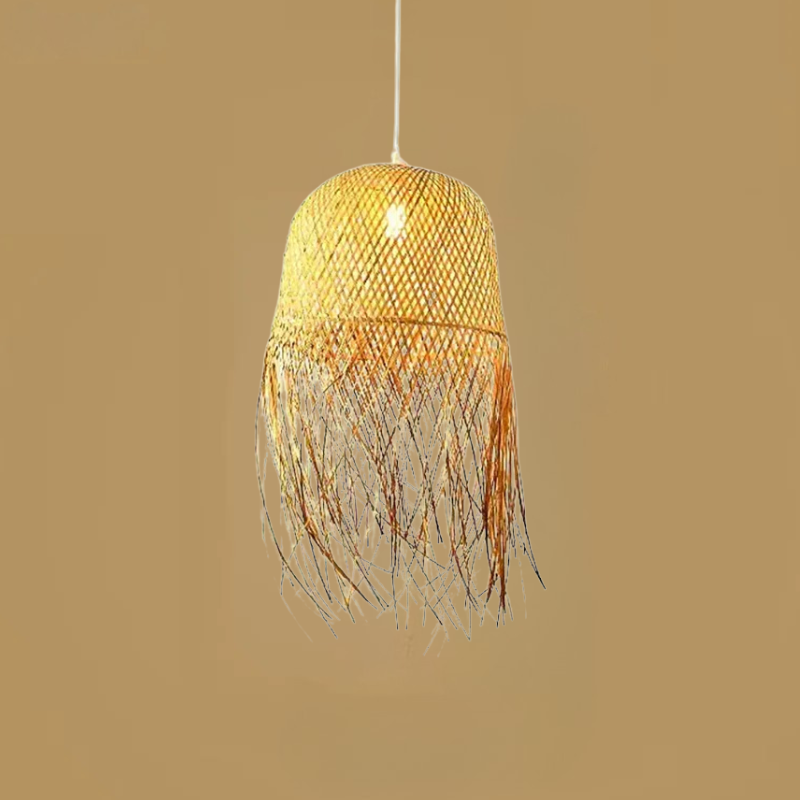 Bamboo Woven Pendant Light Handwoven Chandelier E27 Restaurant Home Decor