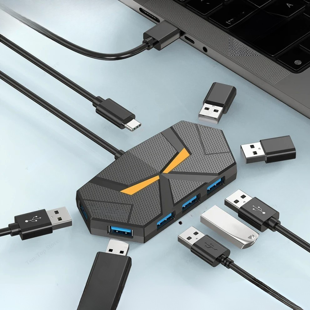 7 Port USB 3.0 Hub Powered USB Splitter 5Gbps PD Dock for Laptop PC