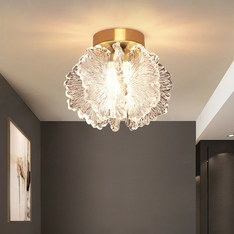 Nordic French Cream Chandelier Acrylic Flower Pendant Light Bedroom Dining Lamp