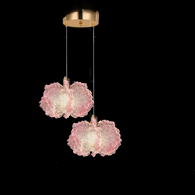 Nordic French Cream Chandelier Acrylic Flower Pendant Light Bedroom Dining Lamp