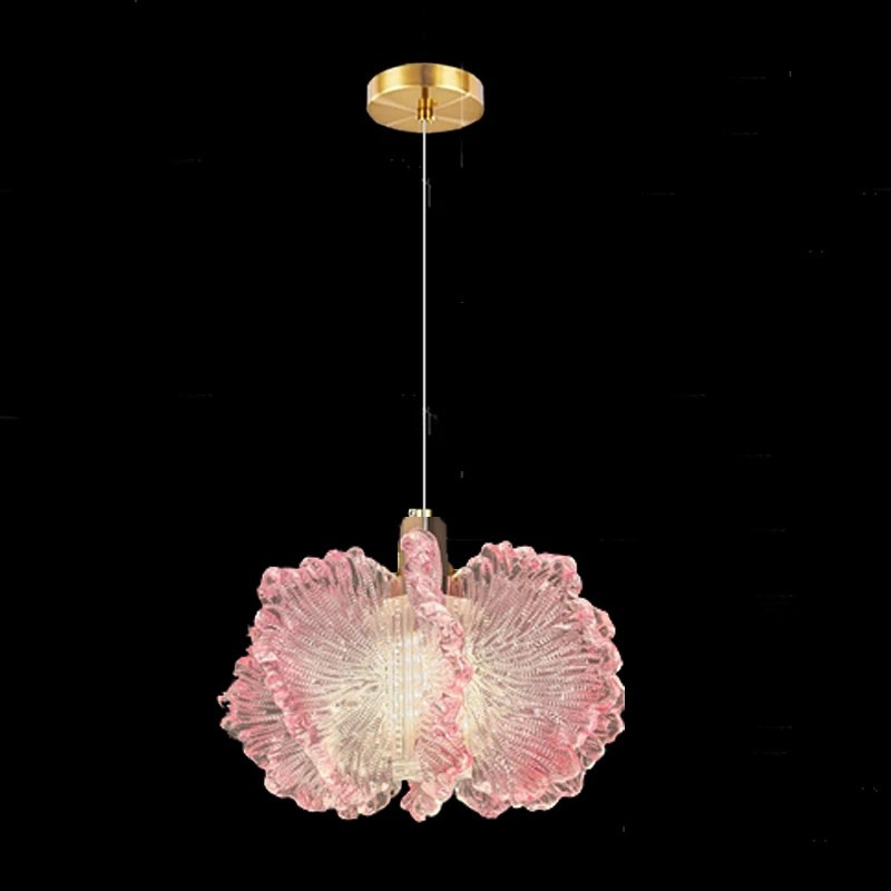 Nordic French Cream Chandelier Acrylic Flower Pendant Light Bedroom Dining Lamp