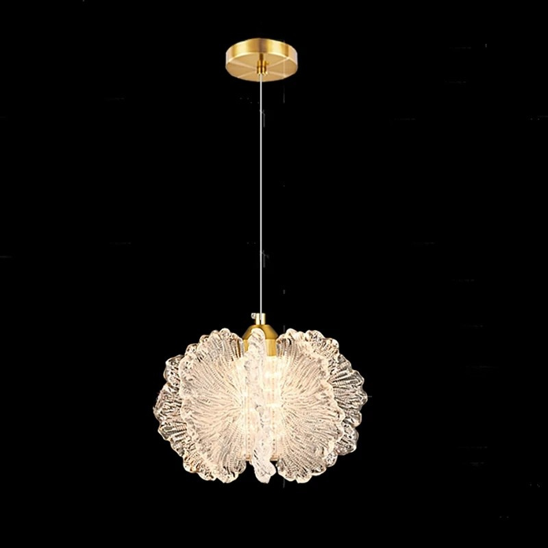 Nordic French Cream Chandelier Acrylic Flower Pendant Light Bedroom Dining Lamp
