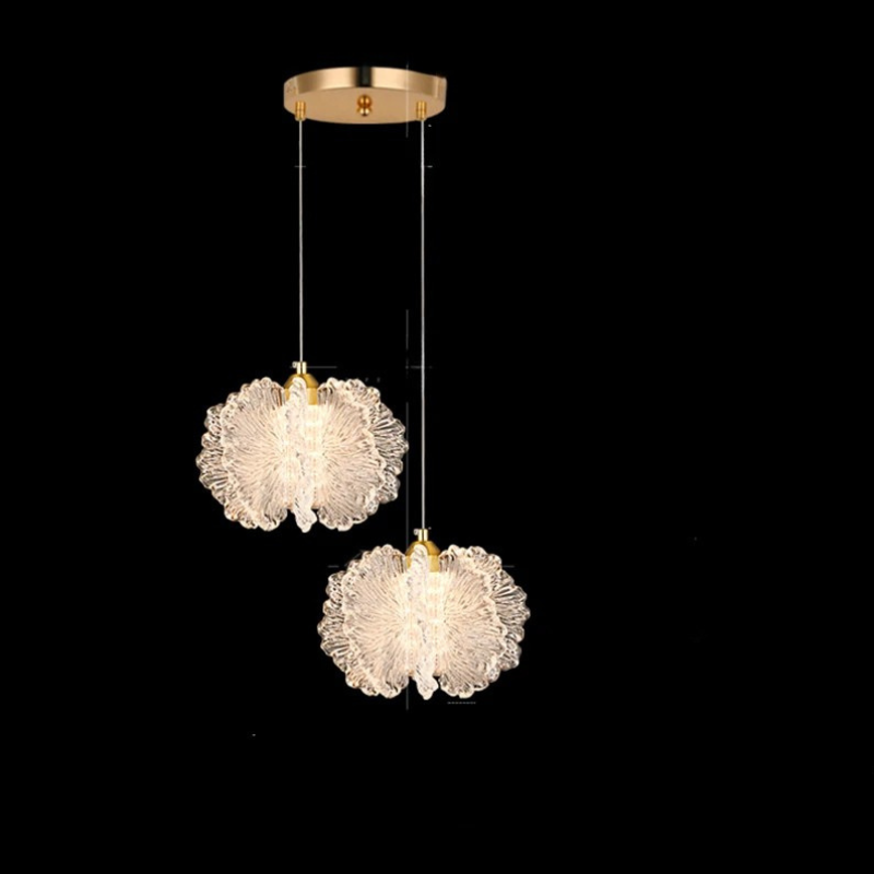 Nordic French Cream Chandelier Acrylic Flower Pendant Light Bedroom Dining Lamp