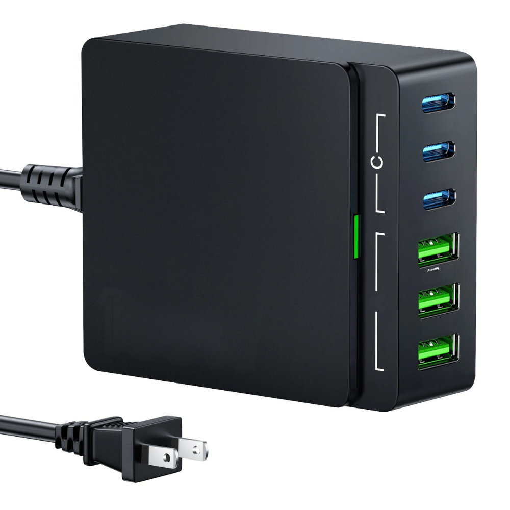 100W-GaN-Charger-6-Port-USB-C-PD-3.0-Fast-Charging-Hub-for-Laptop-Phone-Power-Adapters-&-Chargers