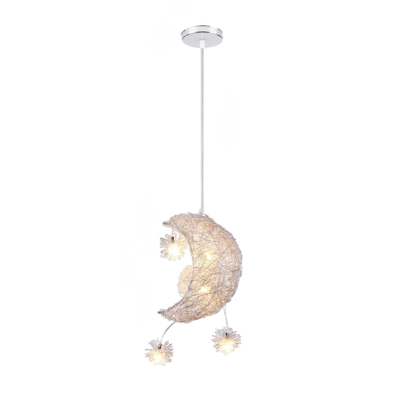 Modern Moon & Star Pendant Light LED Kids Bedroom Hanging Lamp Home Décor