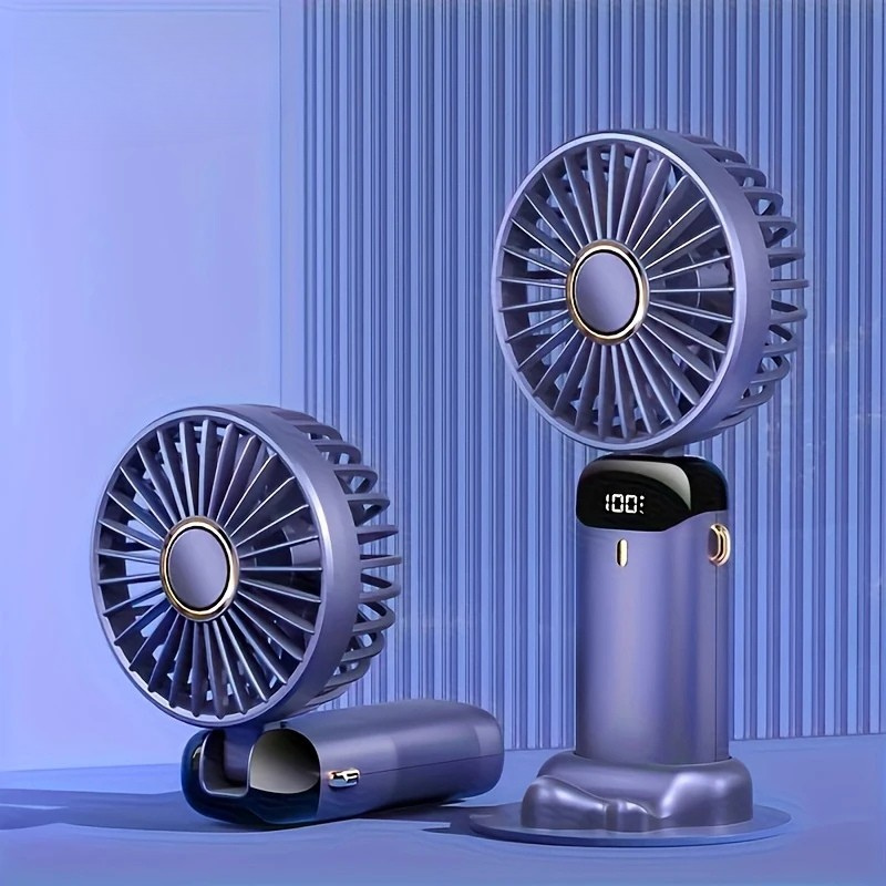 Portable Mini Fan USB Rechargeable 6-Speed Foldable LED Desk Fan