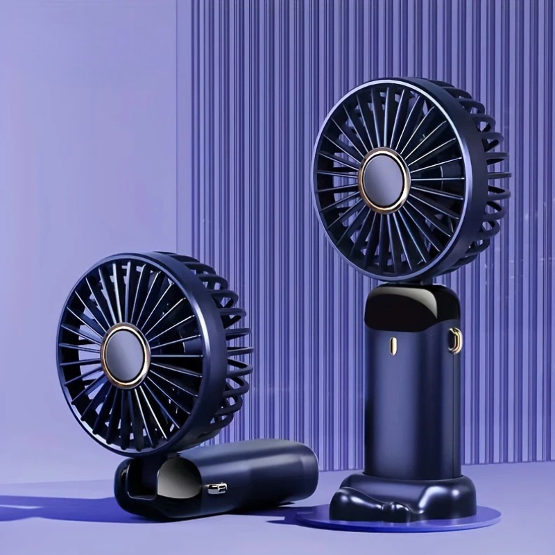 Portable Mini Fan USB Rechargeable 6-Speed Foldable LED Desk Fan