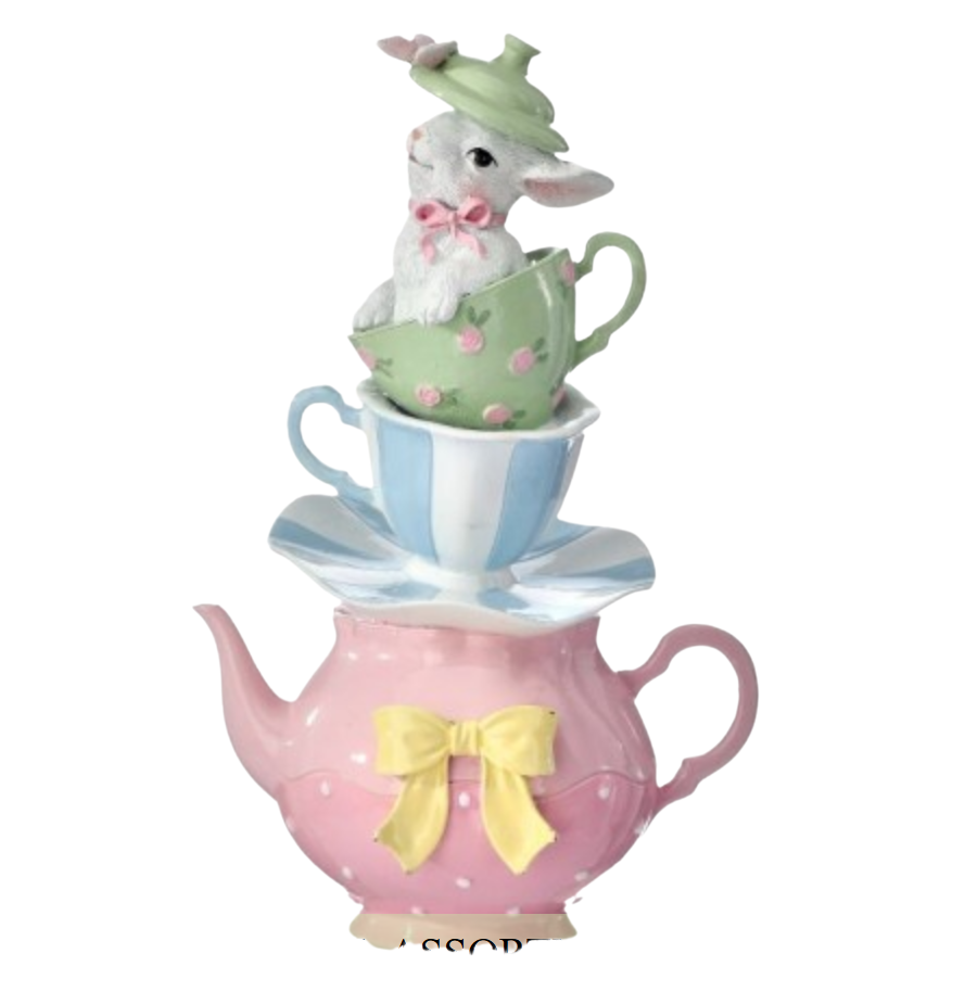 TEA CUP STACK WITH BUNNY