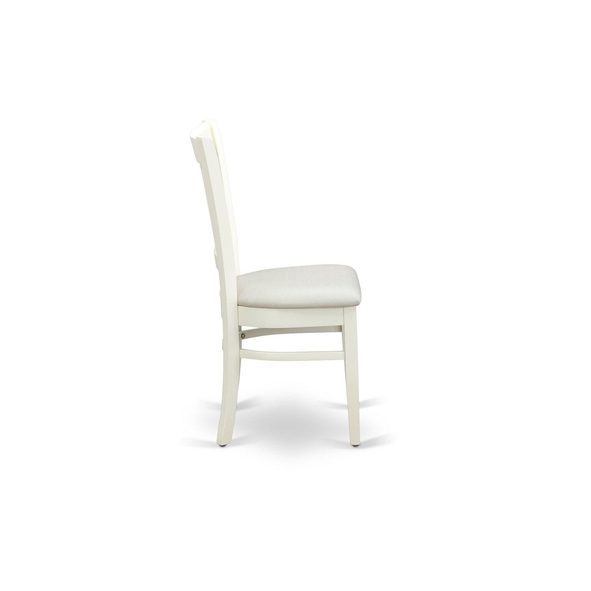 EAST WEST FURNITURE - AMVA5-LWH-C - 5-Piece Dinette Room Set- 4 dining room chairs and Wooden Dining Table - Linen Fabric Seat and Slatted Chair Back (linen white Finish)