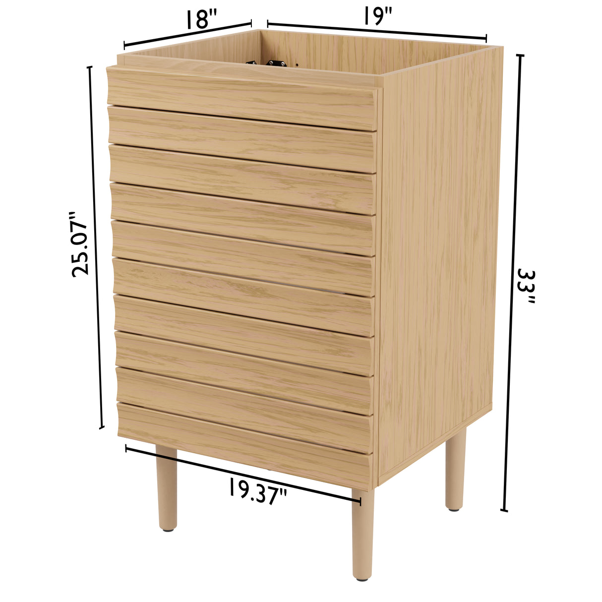 Aubert Thick Linear Slat Modern Farmhouse 2-Shelf Bath Vanity Cabinet Only (Sink Basin Not Included)