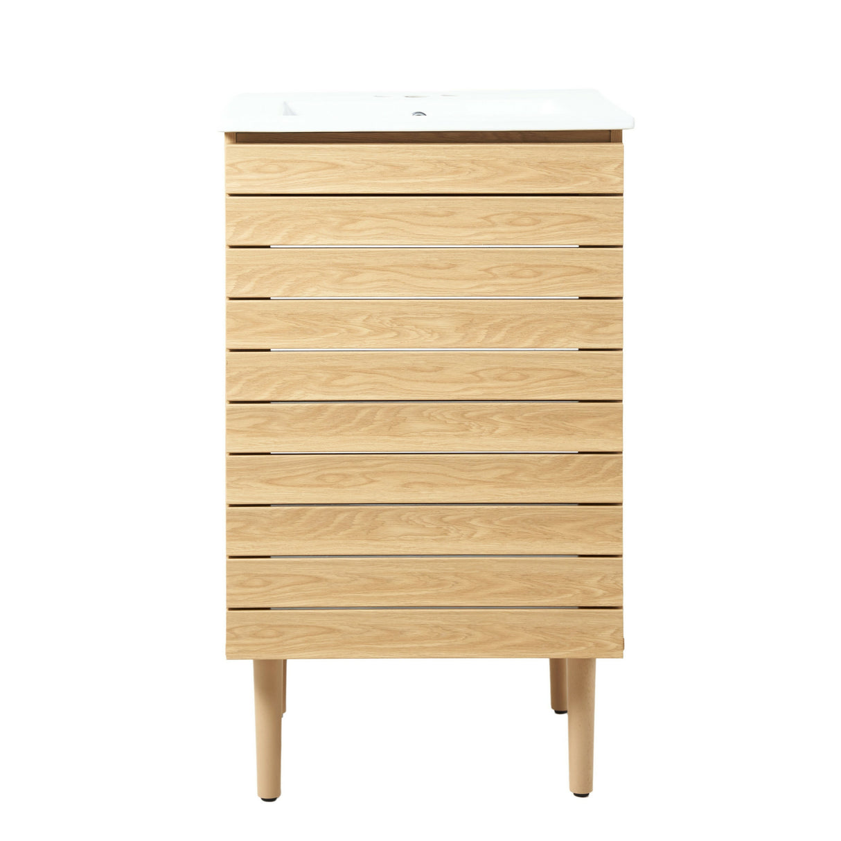 Aubert Thick Linear Slat Modern Farmhouse 2-Shelf Bath Vanity Cabinet Only (Sink Basin Not Included)