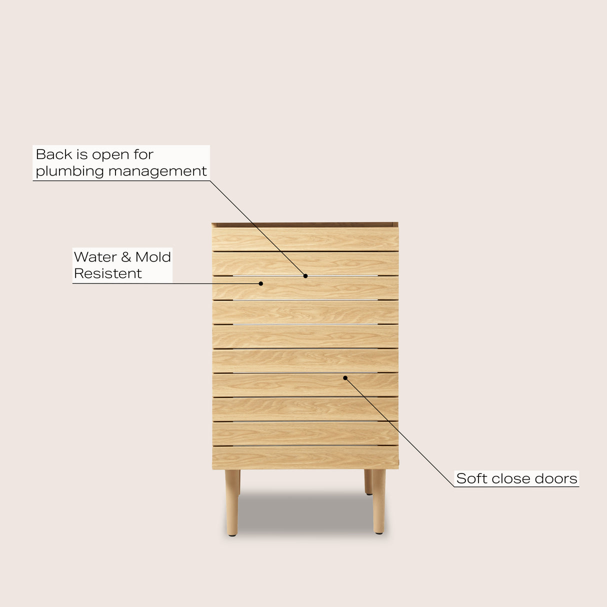 Aubert Thick Linear Slat Modern Farmhouse 2-Shelf Bath Vanity Cabinet Only (Sink Basin Not Included)