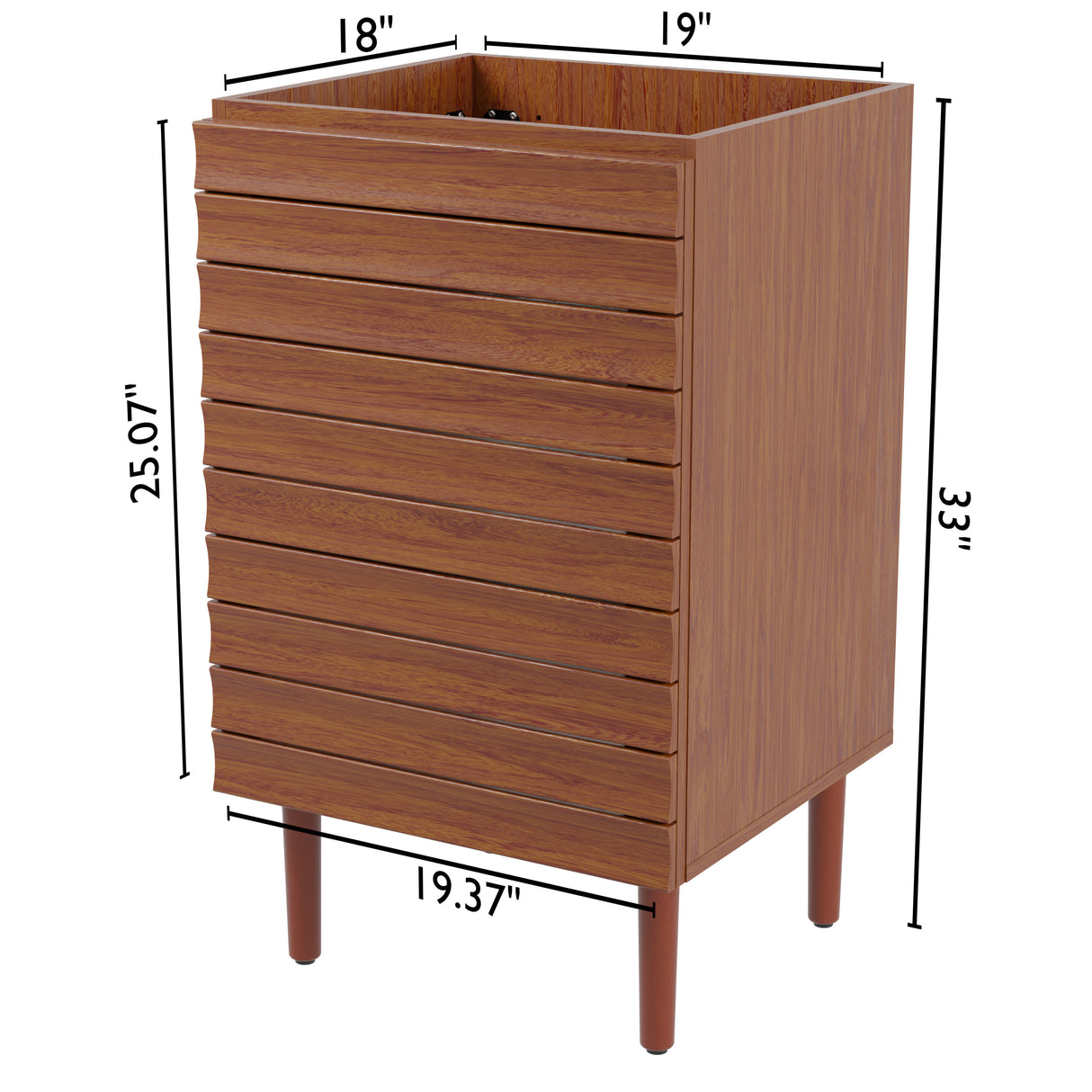 Aubert Thick Linear Slat Modern Farmhouse 2-Shelf Bath Vanity Cabinet Only (Sink Basin Not Included)