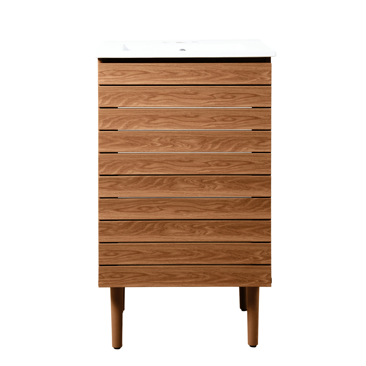 Aubert Thick Linear Slat Modern Farmhouse 2-Shelf Bath Vanity Cabinet Only (Sink Basin Not Included)