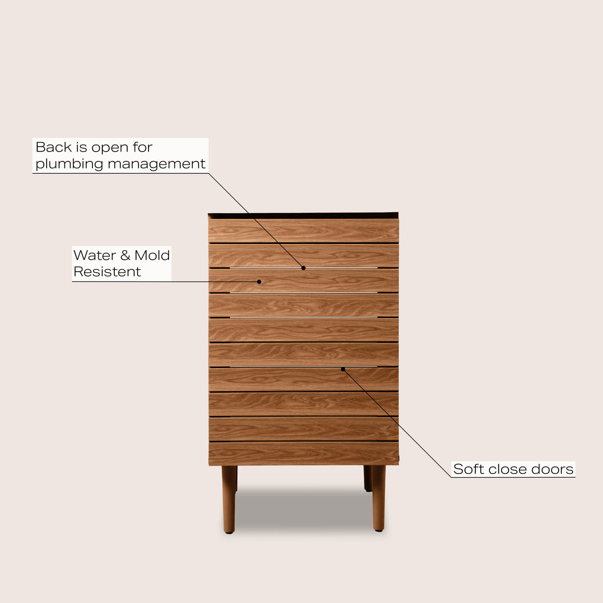 Aubert Thick Linear Slat Modern Farmhouse 2-Shelf Bath Vanity Cabinet Only (Sink Basin Not Included)