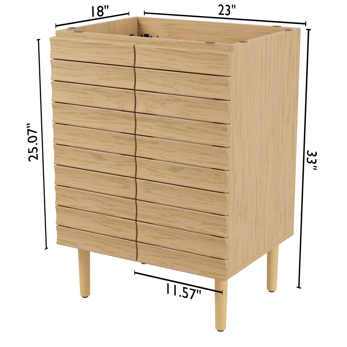 Aubert Thick Linear Slat Modern Farmhouse 2-Shelf Bath Vanity Cabinet Only (Sink Basin Not Included)