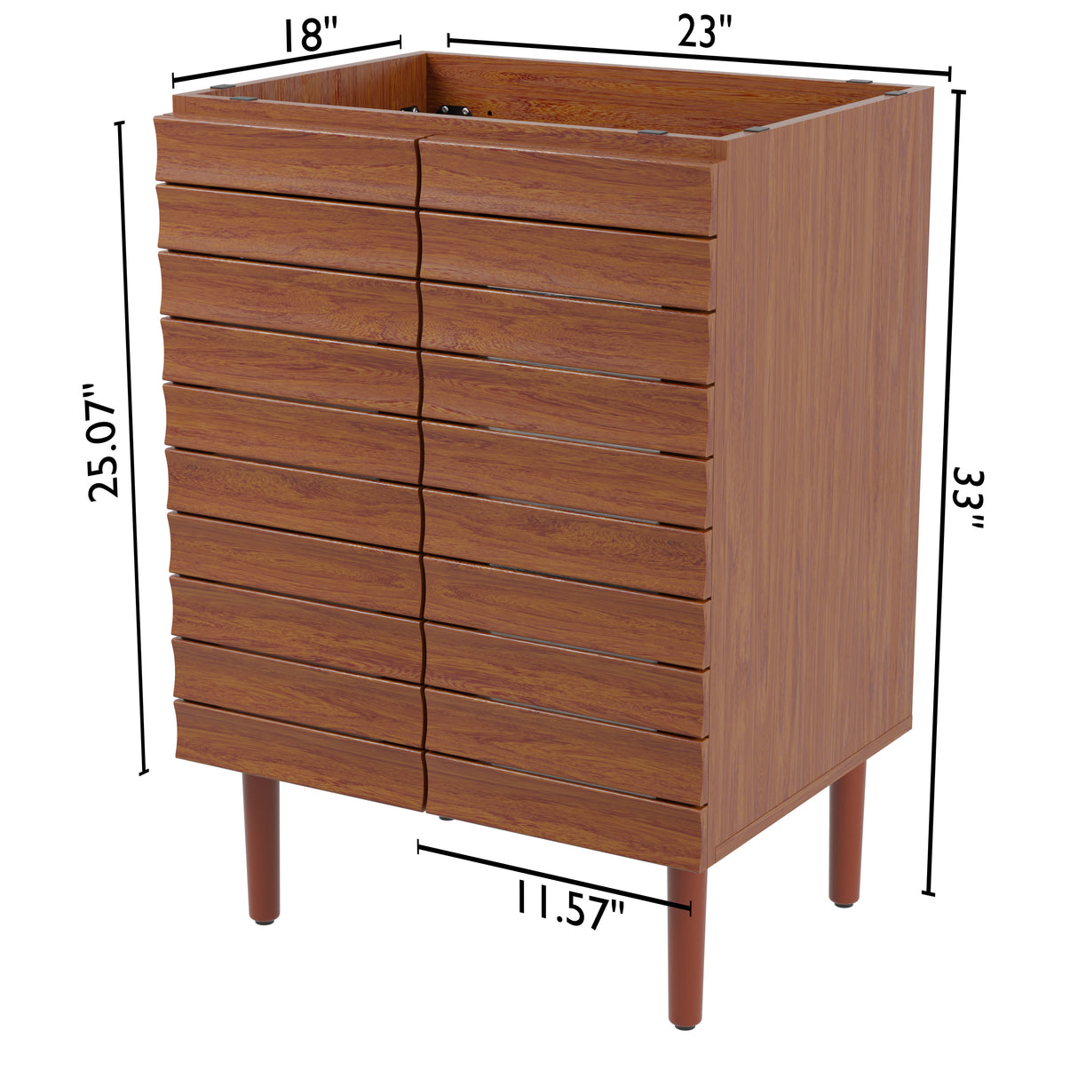 Aubert Thick Linear Slat Modern Farmhouse 2-Shelf Bath Vanity Cabinet Only (Sink Basin Not Included)
