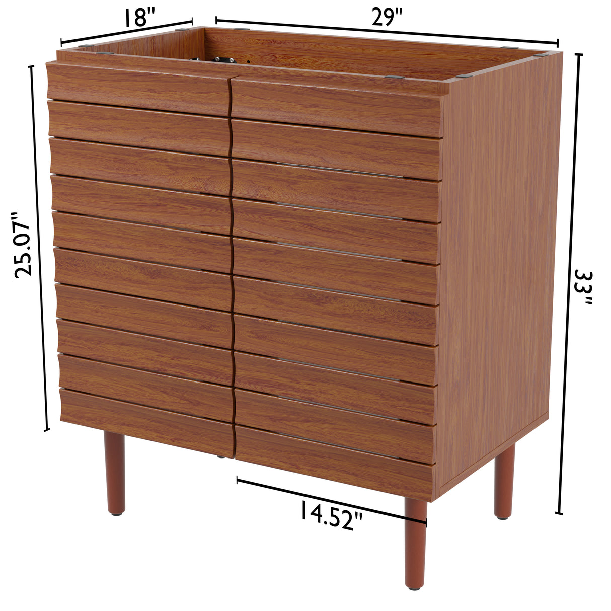 Aubert Thick Linear Slat Modern Farmhouse 2-Shelf Bath Vanity Cabinet Only (Sink Basin Not Included)