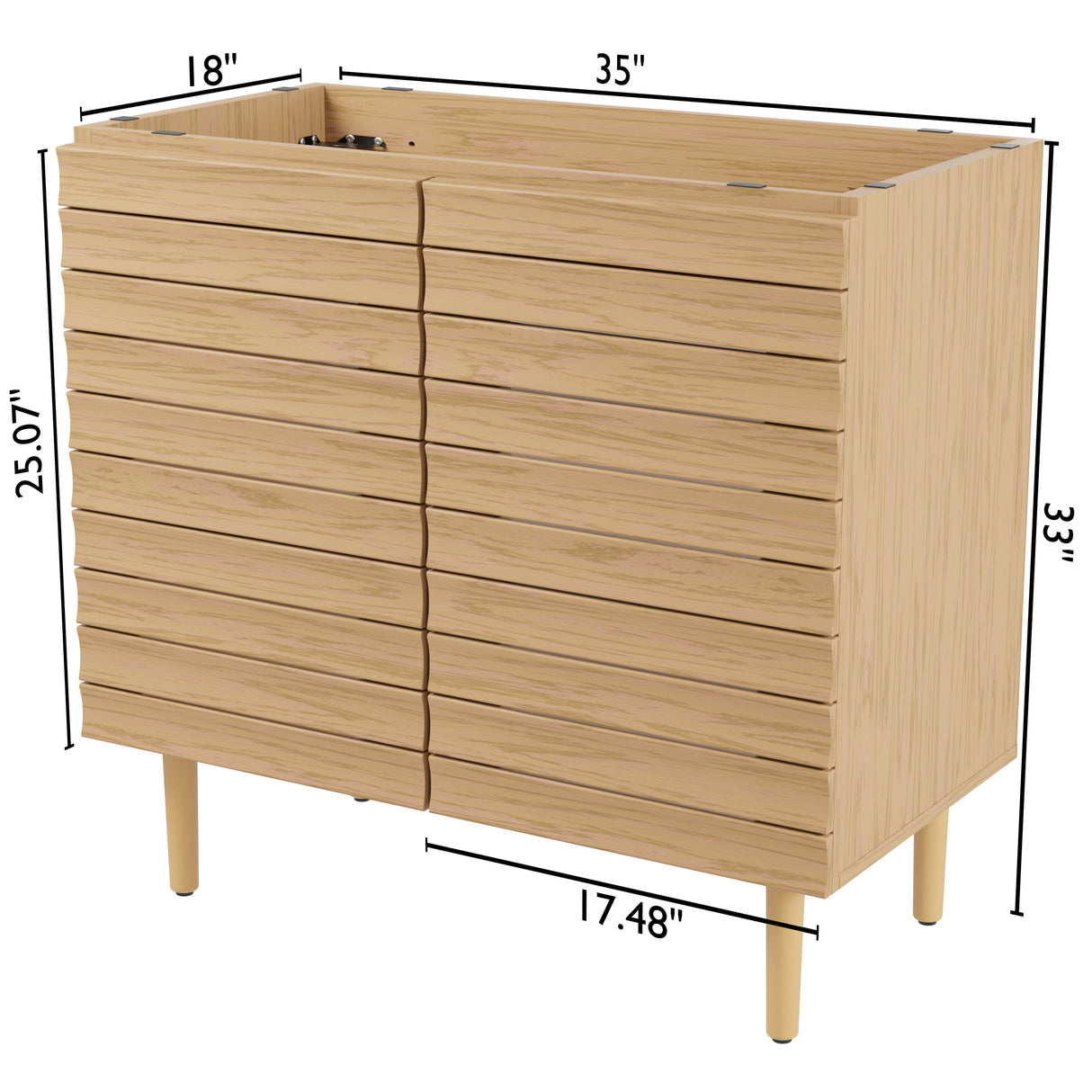 Aubert Thick Linear Slat Modern Farmhouse 2-Shelf Bath Vanity Cabinet Only (Sink Basin Not Included)