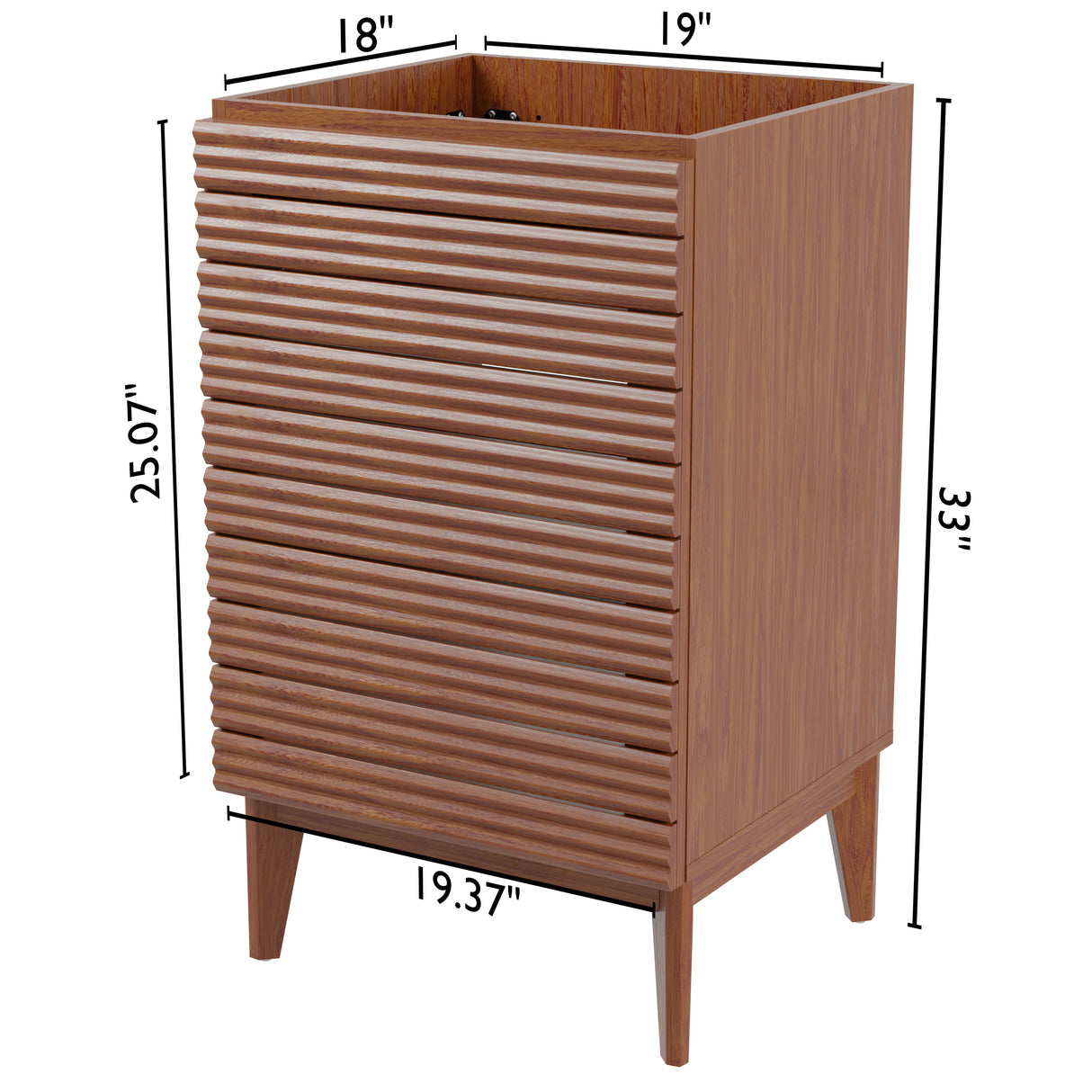 Calandre Thin Linear Slat Modern Farmhouse 2-Shelf Bath Vanity Cabinet Only
