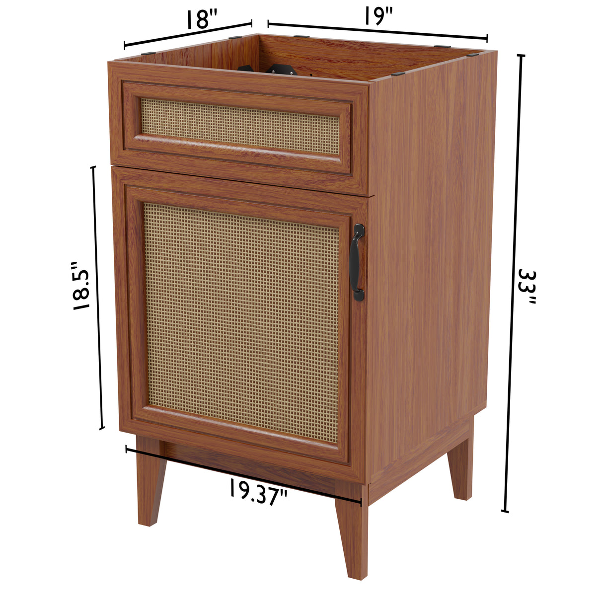Javer Rattan Modern Farmhouse 2-Shelf Bath Vanity Cabinet Only