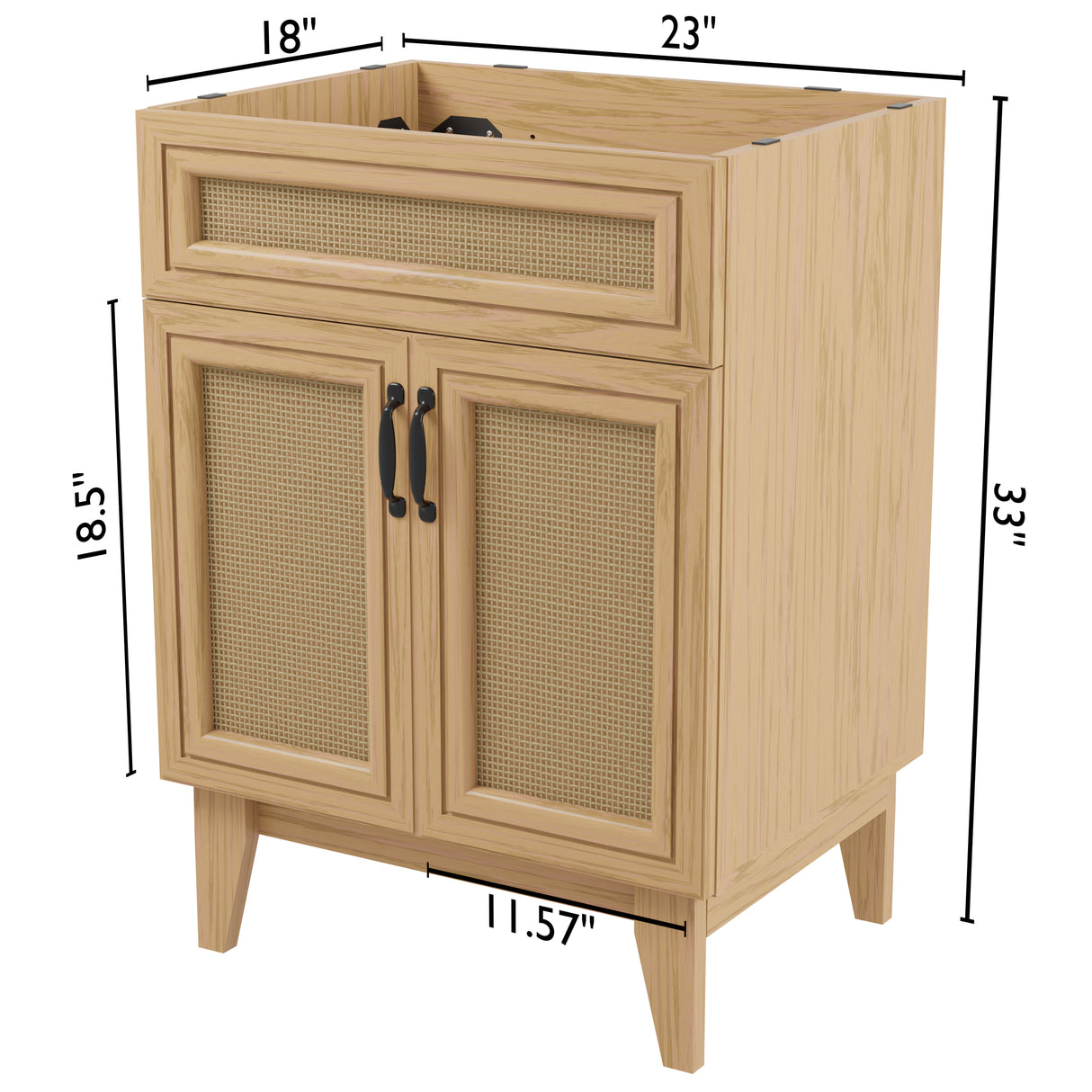 Javer Rattan Modern Farmhouse 2-Shelf Bath Vanity Cabinet Only